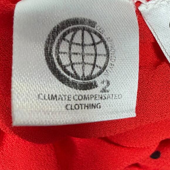 GANNI Womens Sz 38 US 6 Fiery Red Polka Dot Ruffle Tiered Skirt Mullin Georgette - Picture 3 of 9